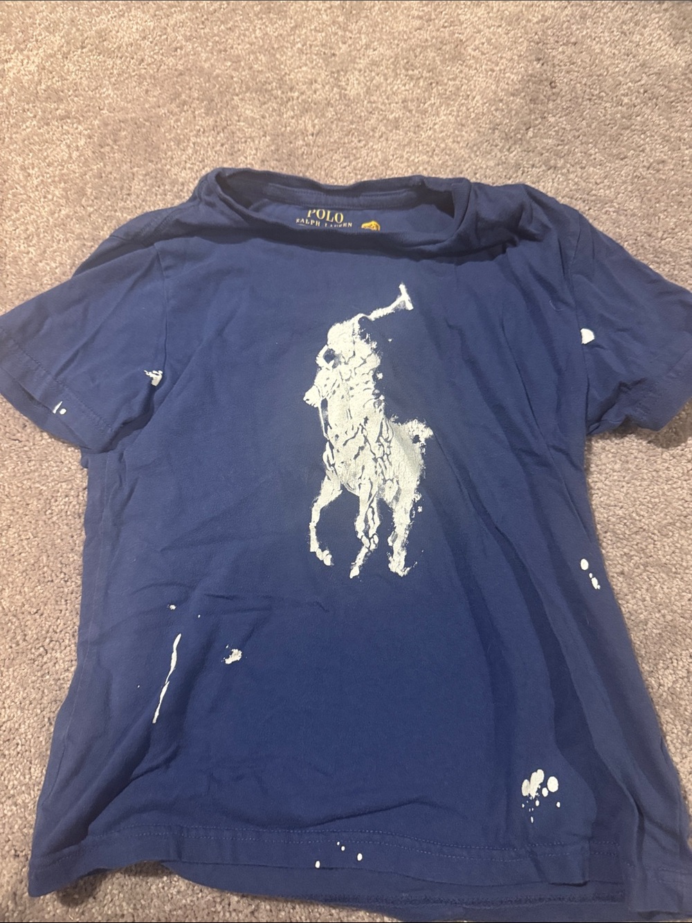 Polo by Ralph Lauren Navy Blue Tee with White Pony Graphic